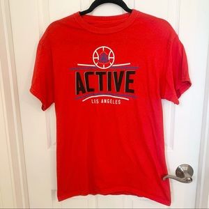 5 for $25! Active Ride Shop Clippers Basketball Skateboarding T-shirt Red